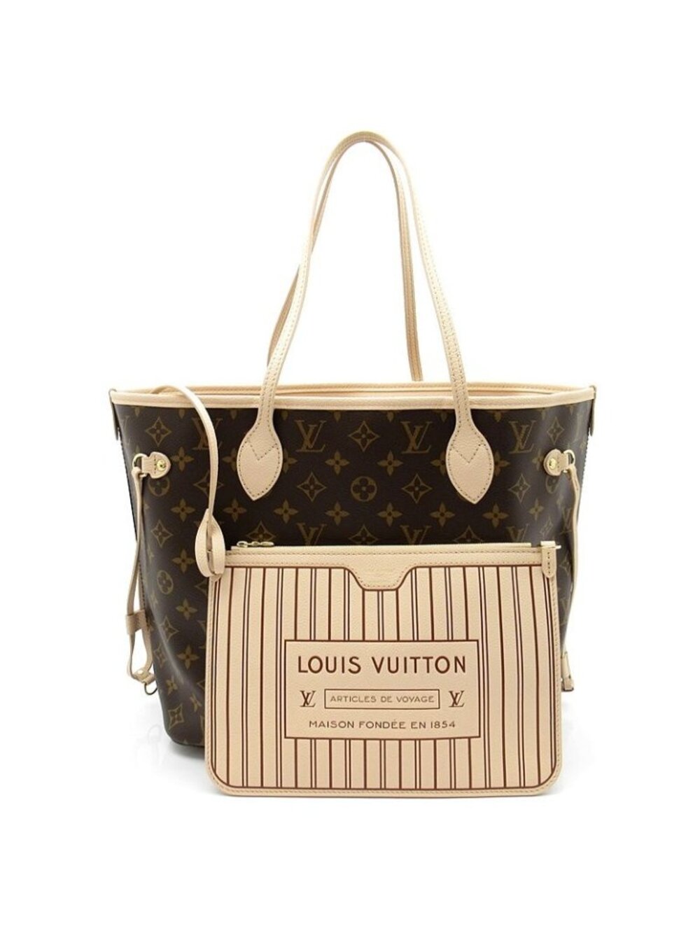 Louis Vuitton Neverfull Inside Out MM Monogram Leather Tote Sand